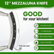 12" Stainless Steel Mezzaluna Knife Pizza Cutter Chopper Dicer Mincer Curved Blade With Steel Handles Mezzaluna Sheath Pizza Cutter Rocker Rocker Knife Veggie Cutter 12" Stainless Steel Mezzaluna Knife Pizza Cutter Chopper Dicer Mincer Curved Blade With Steel Handles Mezzaluna Sheath Pizza Cutter Rocker Rocker Knife Veggie Cutter