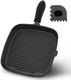 Square Cast Iron Grill Pan With Silicone Handles+Pan Scraper Tool Stove Top Grill Pan Perfect For Meats Steak Fish And Vegetables 10 Inch Steak Pan -Black