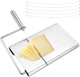 Cheese Slicer Wire Cutter Stainless Steel Cheese Cutter Board Guillotine With 5 Wire Replacements For Block Cheese Butter Blue Cheese Multipurpose Slicer (X-Large)