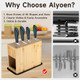 Double-Sided Magnetic Knife Holder Rack - Bamboo Wood Storage Stand With Absorbent Protection Pad Can Hold Up To 26 Knives.