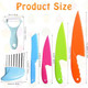6Pcs Kids Plastic Knives Set With Cutting Board & Paring Knife - Child Safety Kitchen Knives In 4 Sizes For Vegetables Fruits And Salad (Bpa- Non-Slip Handle)