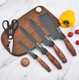 Kitchen Knife Set 6-Pieces Luxury Wooden Coating Knife Set Light Wood Grain Handle Stainless Steel Non-Stick Sharp Blade Chef Knife Set With Cylindrical Knife Block For