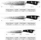 3Pcs Kitchen Knife Set Japanese Damascuss Steel Chef Knife Slicing KnifeUtility Knife Sets With Stainless Handle (Black01)