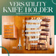 Knife Block Without Knives - Ebony Wood Knife Holder For Countertop Storage 15° Tilt Design Ventilated & Anti-Slip Base Fits Chef Bread Paring & Utility Knives