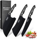Dream Reach Butcher Knife Set - 3Pcs Black Cleaver Knives Kit For Meat Cutting Bbq Outdoor Hand Forged Serbian Chef Cleaver For Mother Father Idea
