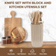 Kitchen Knife Set Knife Sets With Block And 4 Pcs Kitchen Utensils Set 10-In-1 Cooking Utensils Set With Knife Set And Utensils Holder Silicone Spatula Set For Kitchen (Khaki)