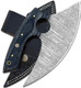 Damascus Ulu Knife With Leather Sheath - Handmade Alaskan Ulu Knife - Ideal Alaska s For Chopping Slicing Mincing Skinning Pizza Cutting And Meat & Herb 7 Inch Black & Grey