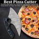 Damascus Ulu Knife With Leather Sheath - Handmade Alaskan Ulu Knife - Ideal Alaska s For Chopping Slicing Mincing Skinning Pizza Cutting And Meat & Herb 7 Inch Black & Grey