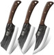 3 Pieces Kitchen Knife Set Of Heavy Duty Butcher Bone Chopper Knife & Meat Cleaver Knife & Viking Knife & Magnetic Knife Holder For Wall 16 Inch