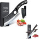 Huusk Knives Set With Sheath Hand Forged Meat Cleaver Knife High Carbon Steel Kitchen Knife For Meat And Vegetables