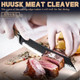 Huusk Japan Knives Butcher Knives For Meat Cutting Viking Knives With Sheath Japanese Meat Cleaver Knives With Sheaths Hand Forged Chef Butcher Full Tang Boning Knives For Outdoor Camping Bbq