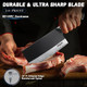 Huusk Butcher Knife For Meat Cutting 7.5 Inch Meat Cleaver Knife With Sheath Hand Forged Chopping Knife With Full Tang Handle Full Tang Chef Knife With Damascus Texture For Men