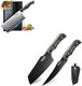 Huusk Damascus Cleaver Knife Full Tang Boning Knife With Leather Sheath Titanium Plated Kitchen Chef Knives Hand Forged Chooping Knives Birthday Dad Mom
