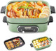 Joydeem 3-In-1 Electric Hot Pot Multi-Use Shabu Shabu Pot With Grill Pan & Steamer Non-Stick Ceramic Oil Coating Ul Listed Jd-Hg9088G Green