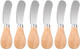6 Pcs Wooden Handle Butter Spreader Knives Set – Stainless Steel Cheese Spreader for Charcuterie Board Cheese Knife Set for Butter Jam Pastry Cocktail Knives and Kitchen Accessories