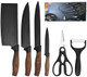 6Pcs Stainless Steel Kitchen Knife Set Nonstick Ceramic Coating Wave Blade Rustproof Sharp Chef Knife For Cooking Restaurant