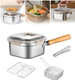 Stainless Steel Deep FryerPortable Outdoor Cooking Pot With BasketLidHandleAnd Oil Filter ScreenMulti-Functional Food ContainerPerfect For Frying ChickenFrench FriesOr Noodles2.5L/84Oz