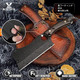 Rococo d Black Butcher Knife Bundle With Heavy Duty Bone Cleaver Viking Men Hunting Bbq Camping With Sheath