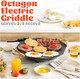 13X13 Inch Octagonal Electric Griddle Space-Saving Design Multi-Functional For Eggs Pancakes Bbq & More Unique Idea Frameless Design For Easy To Clean Ilag Granite Nonstick Black