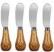 Szfixez Cheese Knife Set Cute Standing Butter Knife Food Grade 420 Stainless Steel Cheese Spreader Knives Butter Spreader With Wooden Handle For Fruit PicnicCharcuterie Party 4.7 Inch 4 Pieces