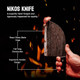 The Nikos Knife Serbian Chef Knife - 6.7 Inch Hand-Forged High Carbon Steel Full Tang Butcher Knife With Wood Handle - Razor Sharp Cooking Knife - Leather Sheath Included