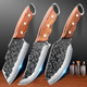 3 Piexcs Hand Forged Chef'S Knife Kitchen Knife Set With Solid Wood Handle & Leather Knife Sheath. Suitable For Outdoor Camping Bbq Meat Cleaver Knifekitchen Tool