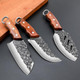 3 Piexcs Hand Forged Chef'S Knife Kitchen Knife Set With Solid Wood Handle & Leather Knife Sheath. Suitable For Outdoor Camping Bbq Meat Cleaver Knifekitchen Tool