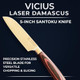 Laser Damascus 5-Inch Santoku Knife – Precision Stainless Steel Blade For Versatile Chopping & Slicing
