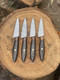 Handmade Damascus Steel Kitchen Steak Knife Set Of 4 Pieces With Wengi Wood Handle Overall 9''Inches Length Of Steak Knives With Leather Bag 1046-St-Wn Handmade Damascus Steel Kitchen Steak Knife Set Of 4 Pieces With Wengi Wood Handle Overall 9''Inches Length Of Steak Knives With Leather Bag 1046-St-Wn