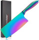 Wellstar Rainbow Meat Cleaver 7 Inch Iridescent Chinese Meat Vegetable Butcher Knife Super Sharp German High Carbon Stainless Steel Chef’S Kitchen Knife With Ergonomic Handle For Home Restaurant
