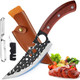 Multifunctional Camp Chef Knife With Sheath Sharpener & Veggies Peeling 6 Inch Forged Butcher Boning Knife For Meat Cutting Knife Stainless Steel Cleaver Viking Knife For Kitchen Outdoor Bbq