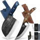 Xyj Handmade Forged Butcher Knife Serbian Chef Knife Stainless Steel Cleaver For Meat Vegetable Camping Knife With Carry Sheath