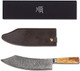 Yousunlong Butcher Knife 8 Inch Hybrid Cleaver Japanese Damascus Steel Italian Olive Wood Handle With Leather Sheath