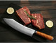 Yousunlong Butcher Knife 8 Inch Hybrid Cleaver Japanese Damascus Steel Italian Olive Wood Handle With Leather Sheath