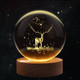 C&M 3D Deer Crystal Ball Night Light,Deer Figurine LampDecorative Glass Sphere Ball Paperweight Crystal Sea Animal Decorations for Home (Deer)