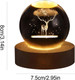 C&M 3D Deer Crystal Ball Night Light,Deer Figurine LampDecorative Glass Sphere Ball Paperweight Crystal Sea Animal Decorations for Home (Deer)