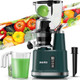 Cold Press Juicer Aeitto Slow Masticating Juicer with Wide & Dual Feed Chute for Vegetables and Fruits High Juice Yield Self Feeding for Juice Extractor Dark Green
