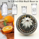 Easy Use Mason Jar Juicer Lid for 3.38 Inch Mason Jar Juicer Lid Wide Mouth(2 Pieces) Stainless Steel Hand Squeezer Top For Citrus Lemon Orange