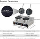 110V 2600W Commercial Double Waffle Maker Non-Stick Commercial Waffle Baker Stainless Steel Belgian Waffle Iron for Restaurant Party Food Stall Bakery Snack Bar Family