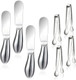 Spreader Knife Set 8-Piece Cheese and Butter Spreader Knives Mini Serving Tongs Stainless Steel Multipurpose Butter Knives