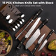 Astercook Kitchen Knife Set 15 Piece Knife Block Sets with German 1.4116 Steel Sharper and Rust Proof Full Tang Knives Set with Ergonomic Nylon Handle Dishwasher Safe Black