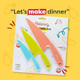 Baketivity 3 Piece Kids Knife Set Plastic Kids Safe Knives for Kitchen Toddler Knife Set for Real Cooking Dishwasher Safe Kid Friendly Safe Knives Set for Cutting Fruits Veggies Cakes