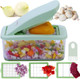 Brieftons QuickPush Food Chopper: Vegetable Dicer Slicer Onion Cutter 3 Extra-Large Blades with 200% More Cutting Area to Chop Dice Slice Vegetables 2.6-Quart Container