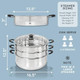 Concord 30 CM Stainless Steel 3 Tier Steamer Pot Steaming Cookware - Triply Bottom
