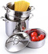 Cooks Standard Pasta Pot 18/10 Stainless Steel 12 Quart Spaghetti Cooker Steamer Stock Pot Multipots with Strainer Insert Stainless Steel Lid 4-Piece Set