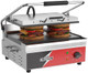 CROSSON 15"×11" Ribbed ETL Listed Commercial Electric Panini Grill Hinged Auto Leveling Top Plate Panini Press Sandwitch Maker