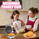 Heart Eyes Emoji Mini Waffle Maker- Special Breakfast w Cute Personal-Sized 4" Smiley Face Pancakes- Electric NonStick Baker Iron with Recipes- Loving Treat for Her Him- Kids Adults Easy Fun Bake