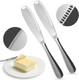 DIMROM 2Pcs Butter Knife with Holes in Blade - 3 In 1 Stainless Steel Butter Spreader Knife Corrosion Resistant Easy to Clean Comfortable Handle - Micro-Grater Blade for Easy Slicing and Spreading
