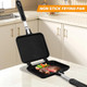 Double-Sided Frying Pan Aluminum Sandwich Pan Breakfast Non Stick Frying Pan Waffle Maker Flat Bottom Panini Maker Pan with Handle Omelette Pan Flip Pan for Cake Toast Sandwich