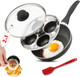 Eggssentials 2 IN 1 Egg Pan & Egg Poacher Pan Granite Nonstick Fry Pan Poached Egg Maker and Frying Skillet with Lid Poached Eggs Cooker Food Grade Safe PFOA with Spatula Egg Cookware - 4 Cups